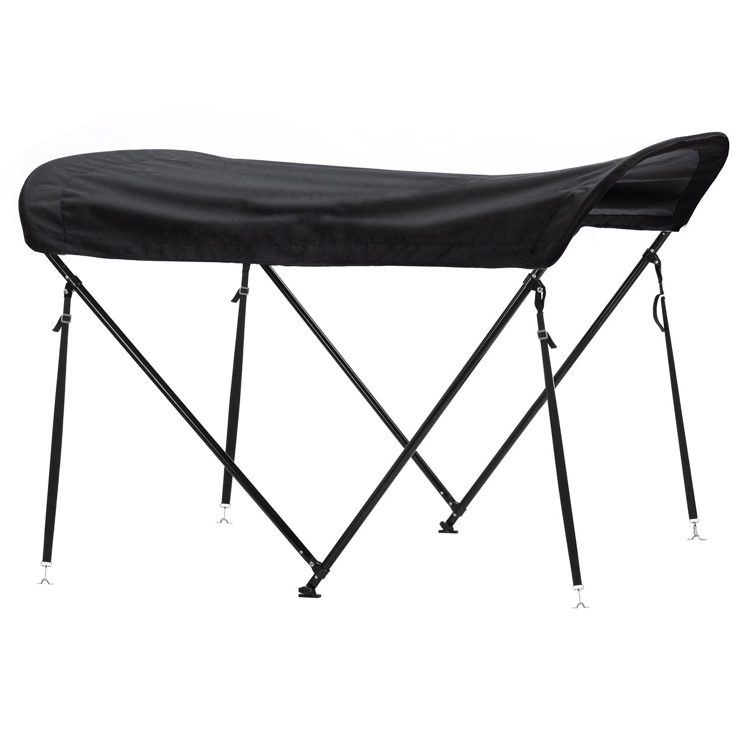 Tendalino Coprisole 130-150Cm Con Struttura Nero Opaco Per Barche In Vetroresina