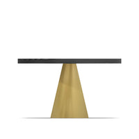 Artù Brass - Tavolo da pranzo rotondo ⌀ 120 cm in legno laminato con base a cono in metallo, top nero