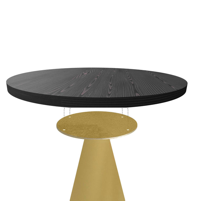 Artù Brass - Tavolo da pranzo rotondo ⌀ 120 cm in legno laminato con base a cono in metallo, top nero