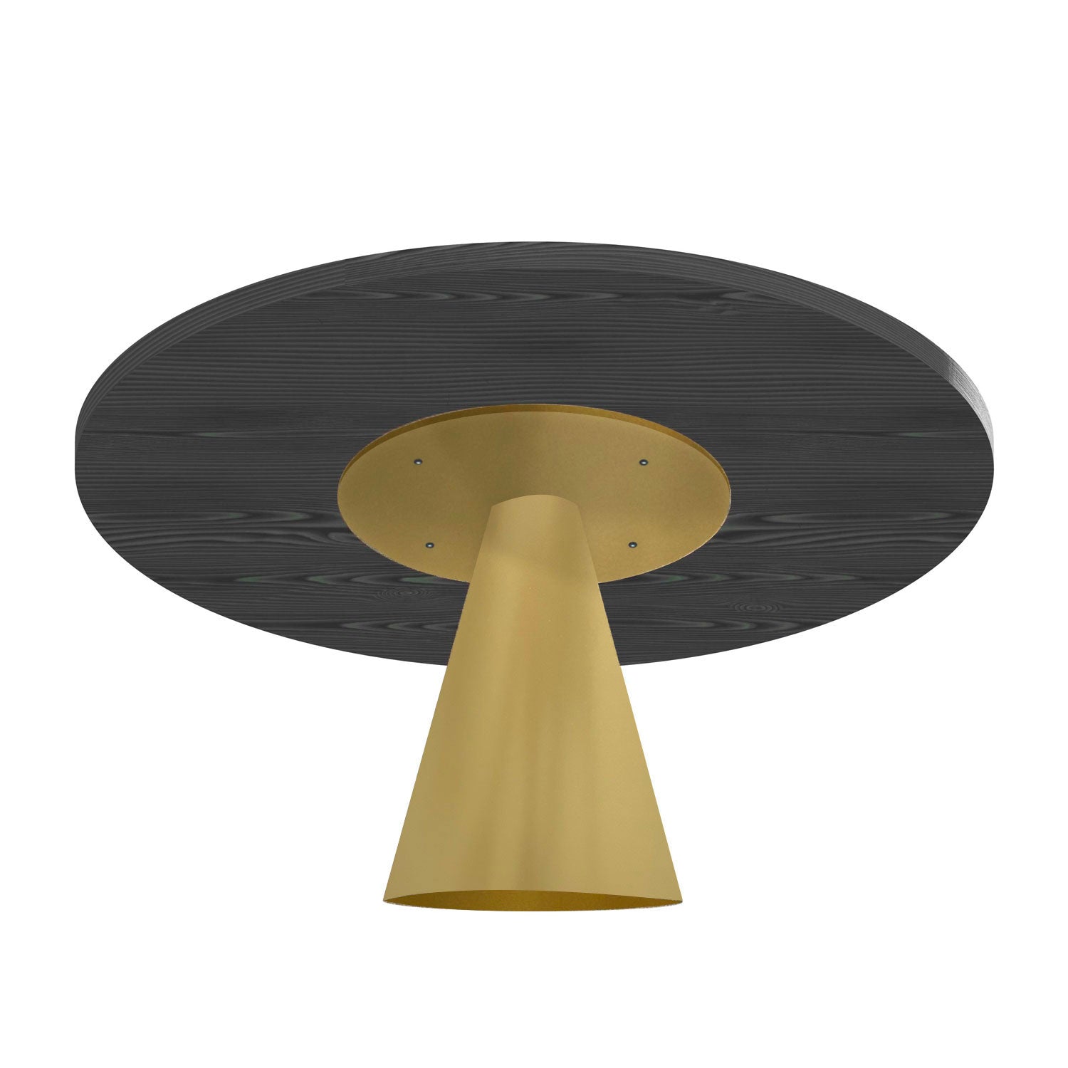 Artù Brass - Tavolo da pranzo rotondo ⌀ 120 cm in legno laminato con base a cono in metallo, top nero