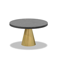 Artù Brass - Tavolo da pranzo rotondo ⌀ 120 cm in legno laminato con base a cono in metallo, top nero