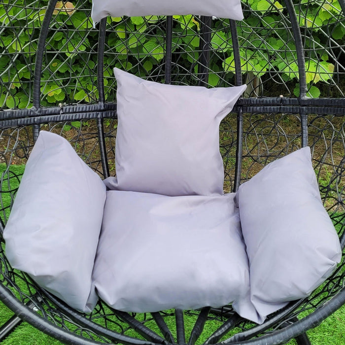 Sedia a Dondolo a Uovo Poltrona Sospesa in Vimini Rattan da Giardino Poltroncina Sedia a Sospensione - Nero