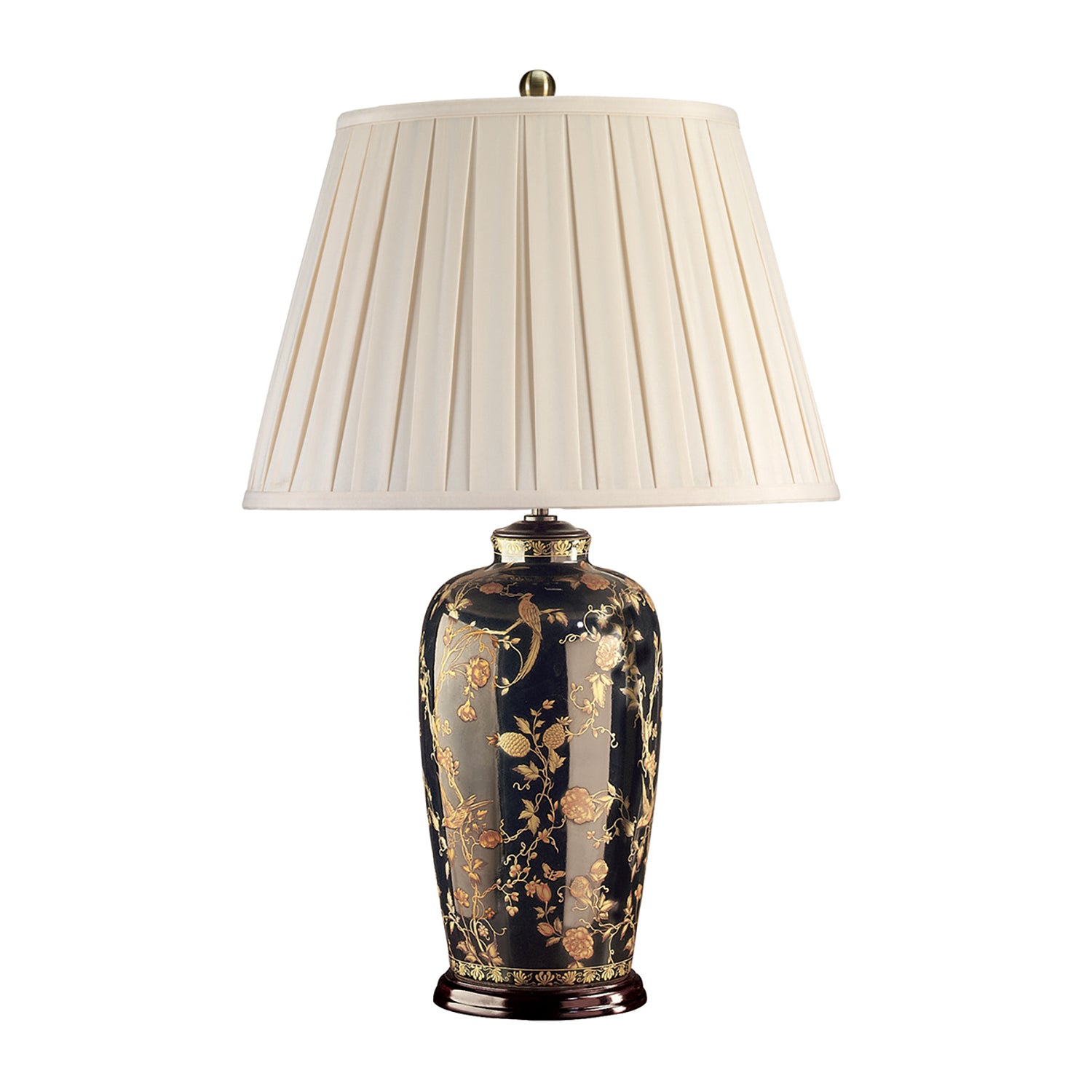 Lampada Da Scrivania Contemporanea Black Birds Porcellana Nera Oro 1 Luce E27