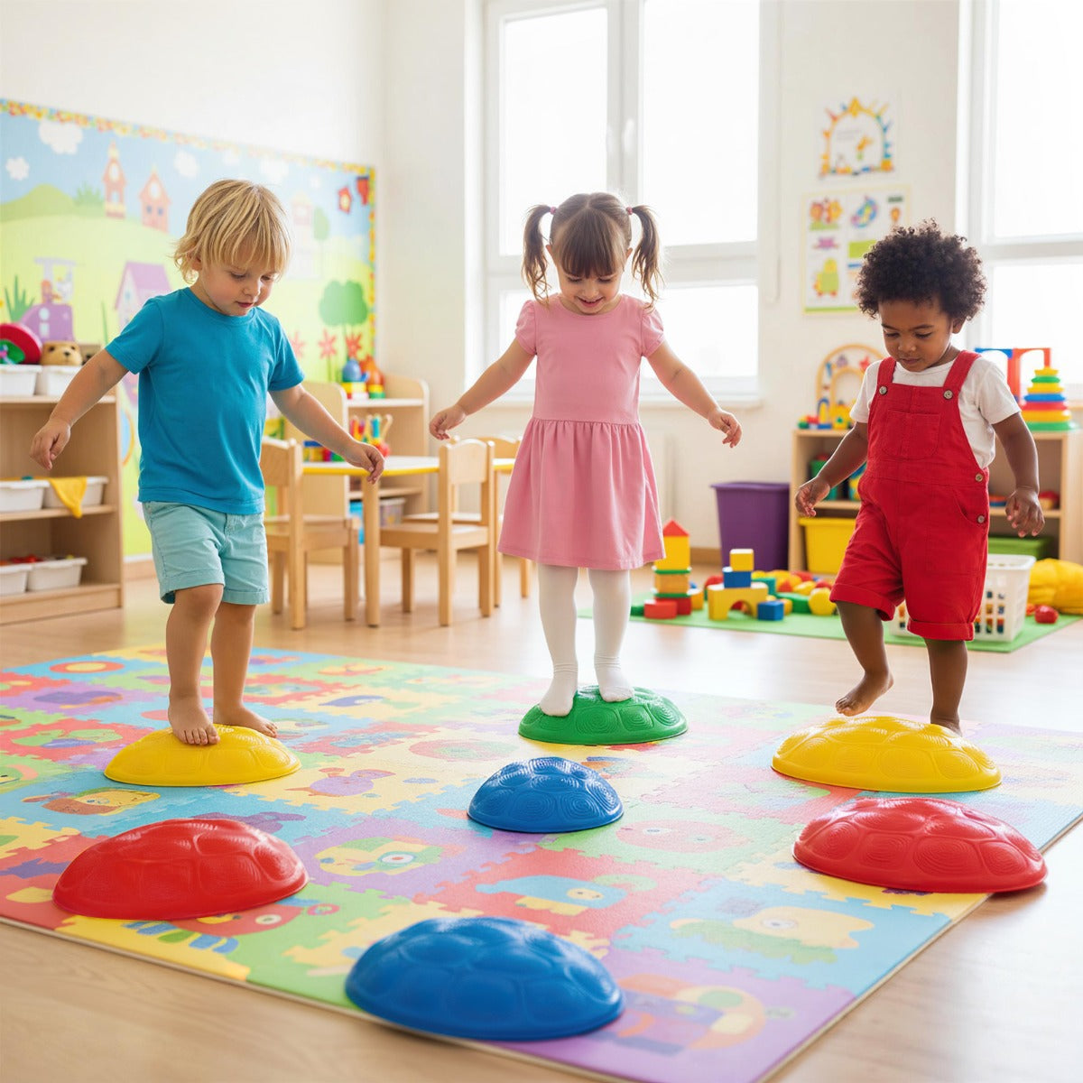 Blocchi antiscivolo per bambini sensoriali per equilibrio coordinazione, Blocchi antiscivolo per bambini 8 pezzi-Giochi su prato