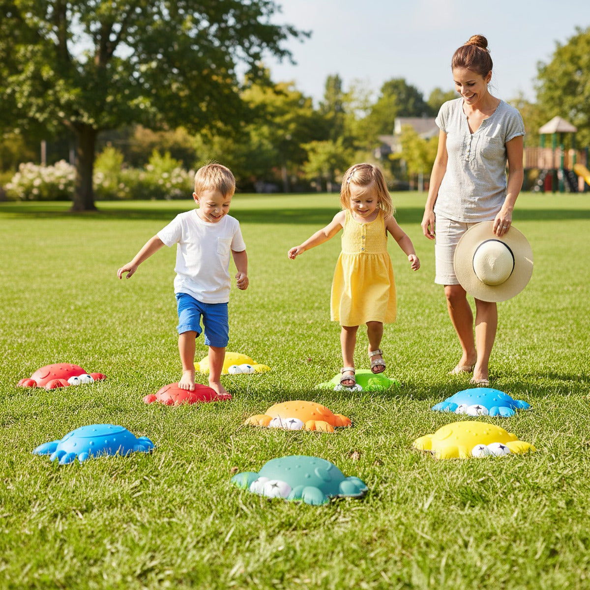 Blocchi antiscivolo per bambini sensoriali per equilibrio coordinazione, Blocchi antiscivolo per bambini 9 pezzi-Giochi su prato