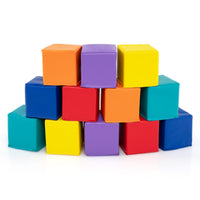 Blocchi in schiuma cubi colorati impilabili con rivestimento in pelle sintetica-Blocchi in schiuma set da 12 cubi per bambini Colorato
