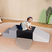 Set di blocchi in schiuma con velcro per arrampicarsi e gattonare per bambini-Set di blocchi morbidi per lo sviluppo dei bambini Marrone