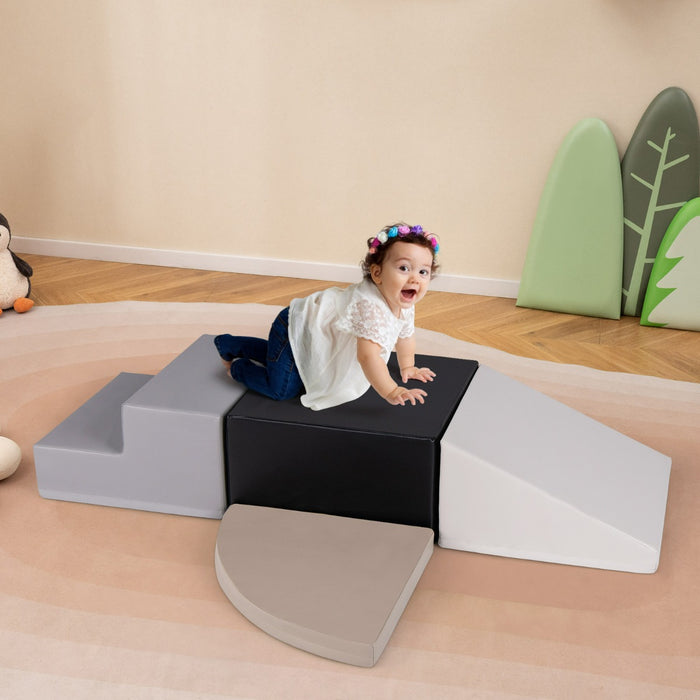 Set di blocchi in schiuma con velcro per arrampicarsi e gattonare per bambini-Set di blocchi morbidi per lo sviluppo dei bambini Marrone