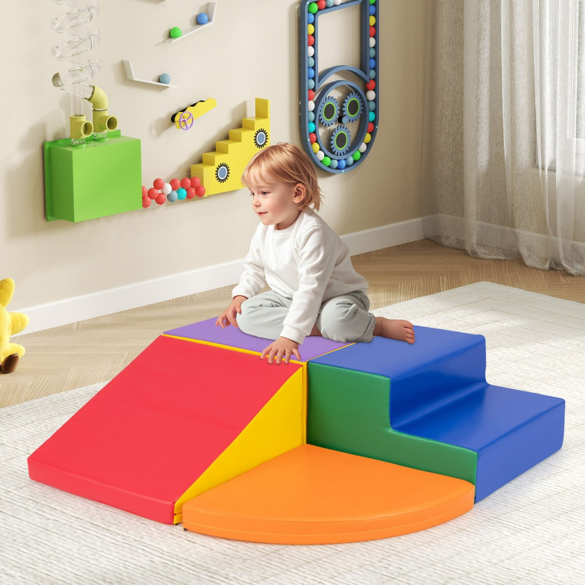 Set di blocchi in schiuma con velcro per arrampicarsi e gattonare per bambini-Set di blocchi morbidi per lo sviluppo dei bambini Arancione