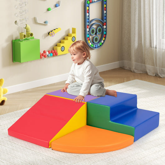 Set di blocchi in schiuma con velcro per arrampicarsi e gattonare per bambini-Set di blocchi morbidi per lo sviluppo dei bambini Arancione