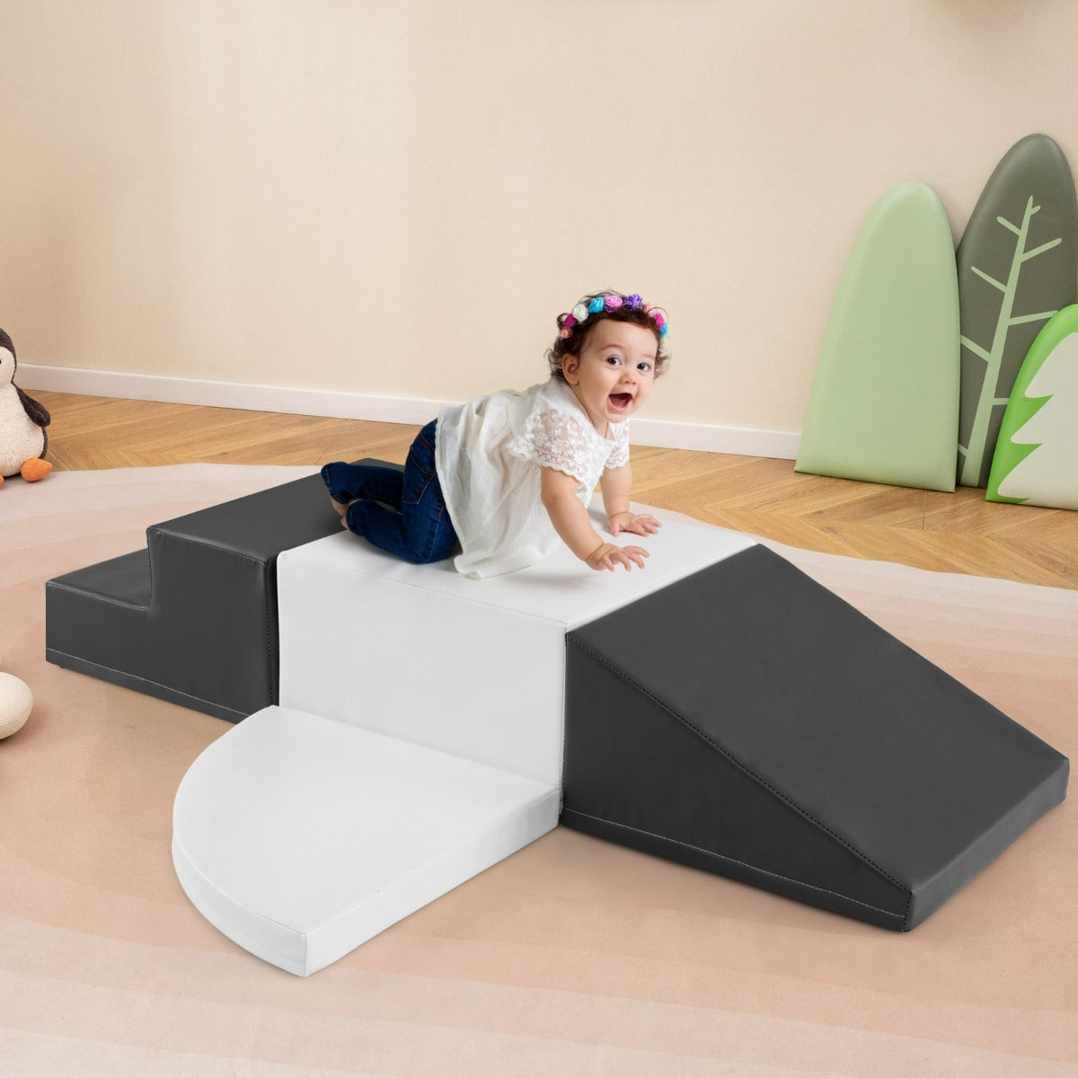 Set di blocchi in schiuma con velcro per arrampicarsi e gattonare per bambini-Set di blocchi morbidi per lo sviluppo dei bambini Bianco