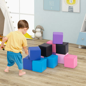 Blocchi in schiuma cubi colorati impilabili con rivestimento in pelle sintetica-Blocchi in schiuma set da 12 cubi per bambini Colorato 1