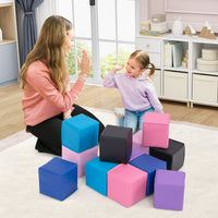 Blocchi in schiuma cubi colorati impilabili con rivestimento in pelle sintetica-Blocchi in schiuma set da 12 cubi per bambini Colorato 1