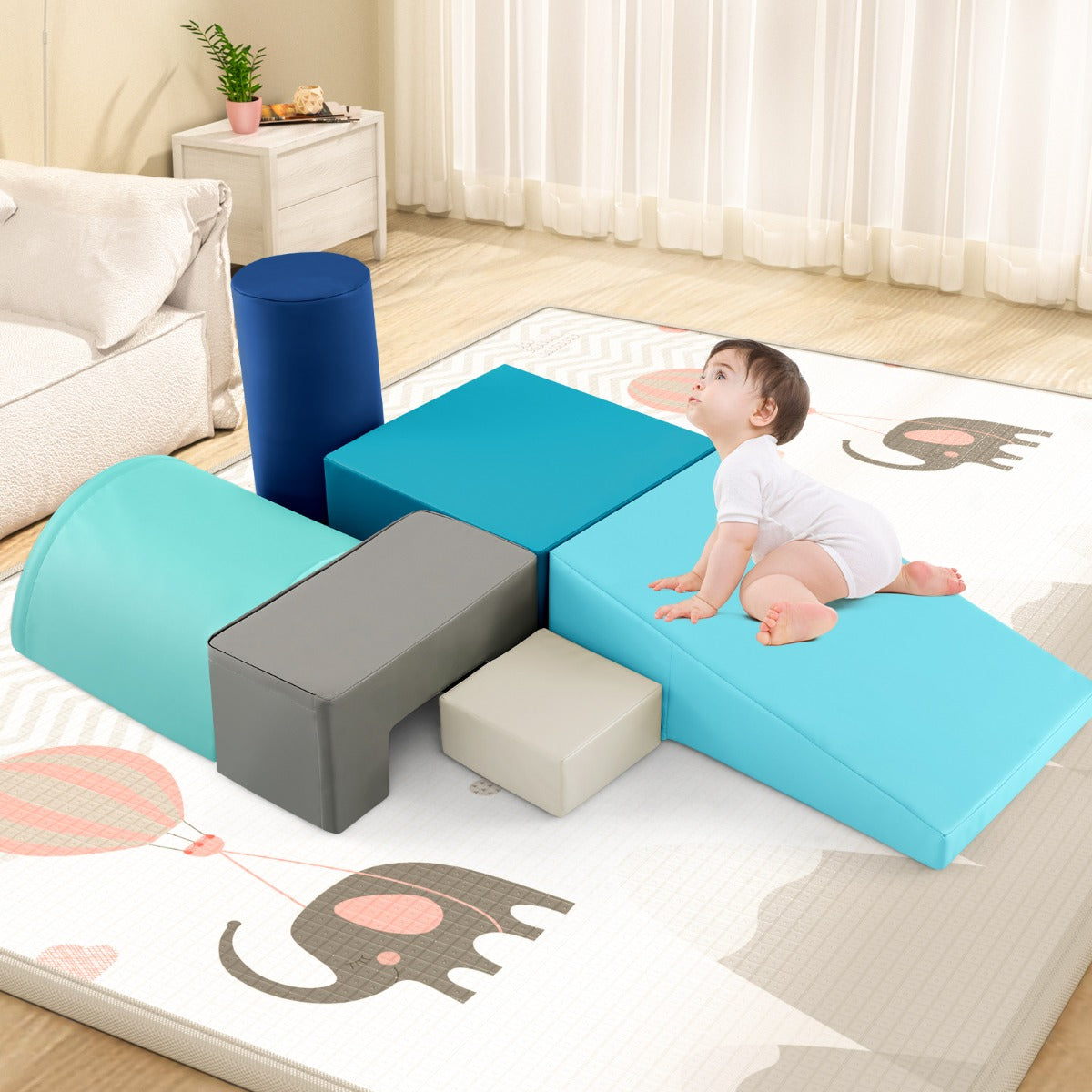 Blocchi rampicanti in schiuma per bambini 1-3 anni, Blocchi rampicanti set rampicante indoor con rettangoli Blu-Giocattoli educativi