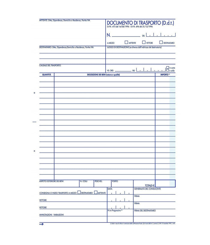 Blocco Documento Di Trasporto D.d.t. 15x2cm Con Copia 25 Fogli Duplice Copia         