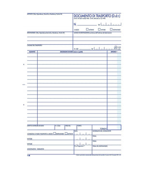 Blocco Documento Di Trasporto D.d.t. 15x2cm Con Copia 25 Fogli Duplice Copia         
