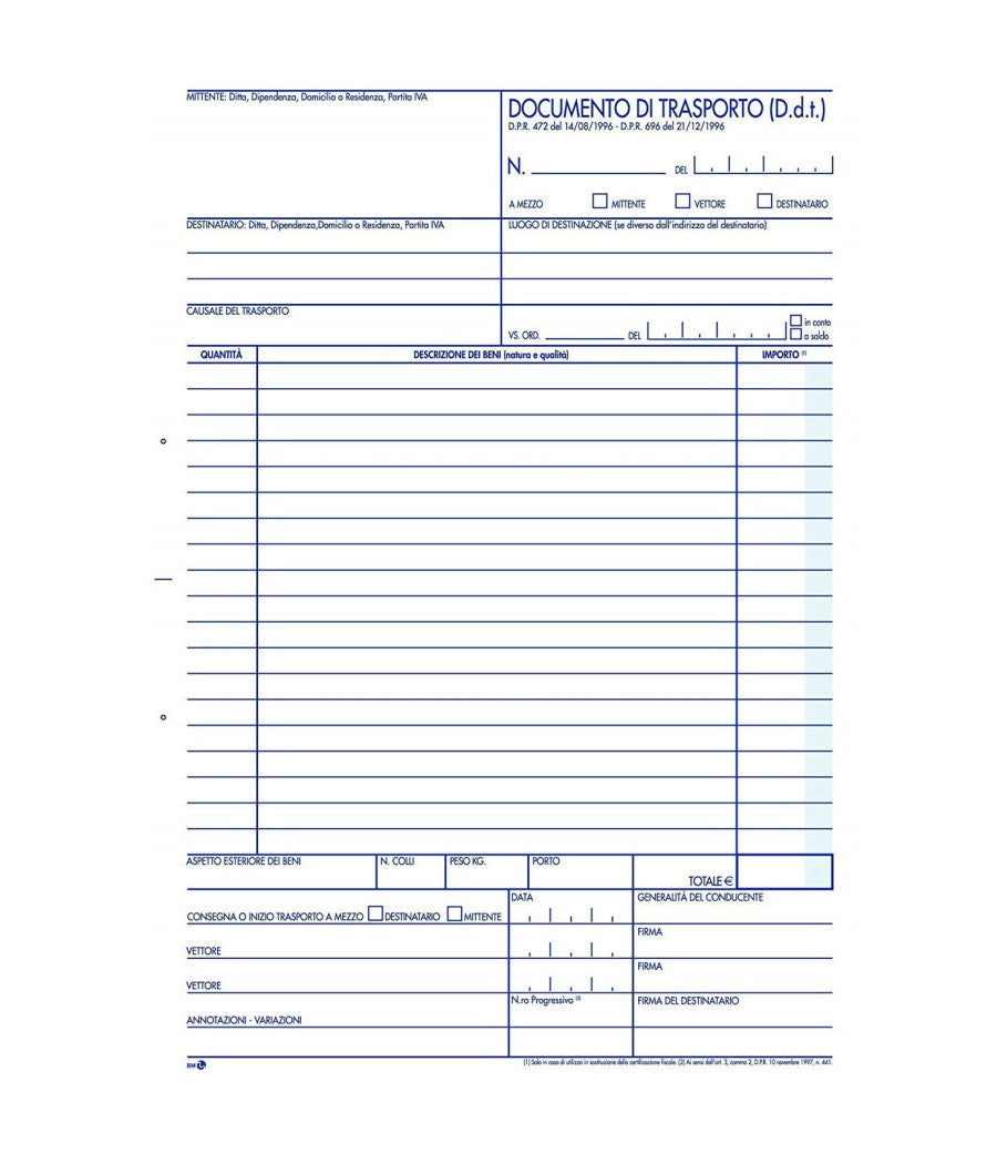 Blocco Documento Di Trasporto D.d.t. 15x2cm Con Copia 25 Fogli Duplice Copia         