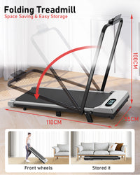 Tapis Roulant Elettrico Pieghevole 1-8 km/h - RATTANTREE - con Inclinazione, Display a LED, Supporto per App e Tablet - Portante 145kg - silver