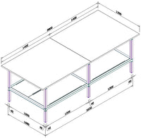 Banco per lavoro con struttura di metallo zincata e piano in nobilitato cm. 280x120x93h
