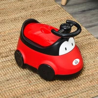 Vasino per Bambini da 6 Mesi a 3 Anni a Forma di Macchina con Volante e Vaschetta Rimovibile, Rosso