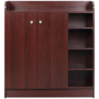 Armadio Scarpiera Moderno e Salvaspazio in Legno per 12 Paia con 4 Ripiani Aperti, 83x30x90 cm, color Caffè