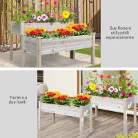 Fioriera da Esterno a 2 Livelli in Legno di Abete con Foro di Drenaggio, 115x114x76 cm