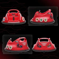 Autoscooter per Bambini, Rotazione a 360°, per 3-5 anni, con Telecomando, Musica, Rosso