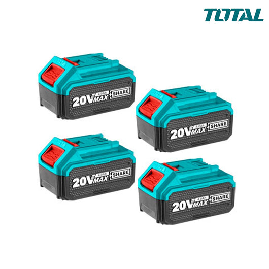KIT SET 4PZ BATTERIE 4Ah + CARICABATTERIE RAPIDO DOPPIO P20S IONI AL LITIO TOTAL