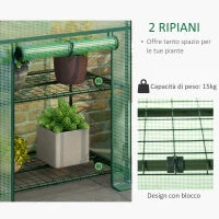 Mini Serra da Giardino con 2 Ripiani in Metallo e Copertura in PE, 69x49x92cm, Verde