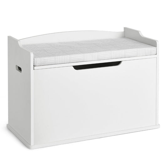 Cassapanca portaoggetti/contenitore 74 x 39 x 52 cm con coperchio di sicurezza atmosfera accogliente finitura bianca 20_0011495