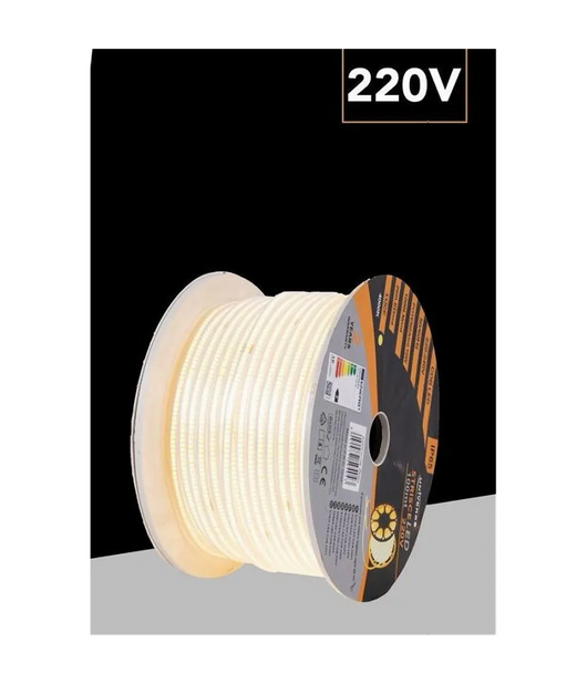 Trade Shop - Bobina 100mt Strip Led Cob 220v Esterno Ip65 Luce 3000k 4000k 6500k 220v-cob-288 - -bianco Naturale      -