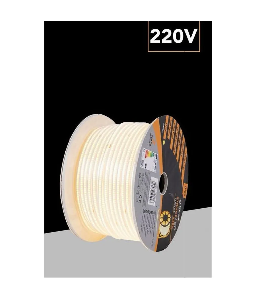 Trade Shop - Bobina 100mt Strip Led Cob 220v Esterno Ip65 Luce 3000k 4000k 6500k 220v-cob-288 - -bianco Caldo      -