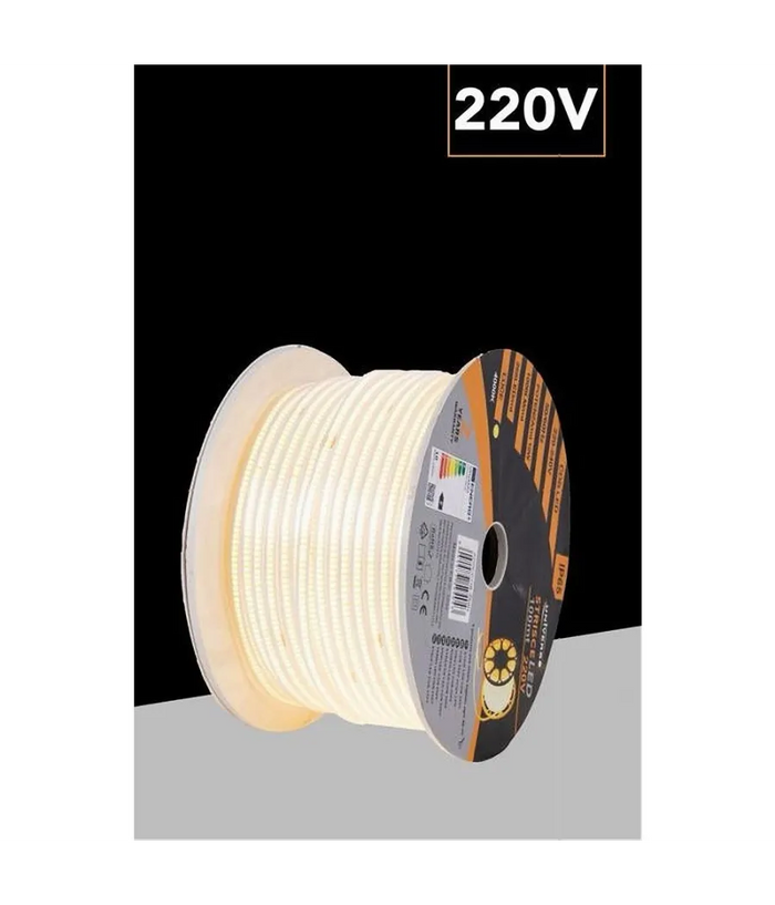 Trade Shop - Bobina 100mt Strip Led Cob 220v Esterno Ip65 Luce 3000k 4000k 6500k 220v-cob-288 - -bianco Caldo      -