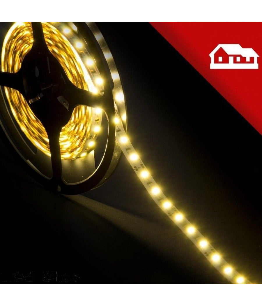Bobina Striscia Strip Led 5050 Flessibile 5m 300 Led Adesiva Luce Interno Ip 20  -bianco Caldo      -
