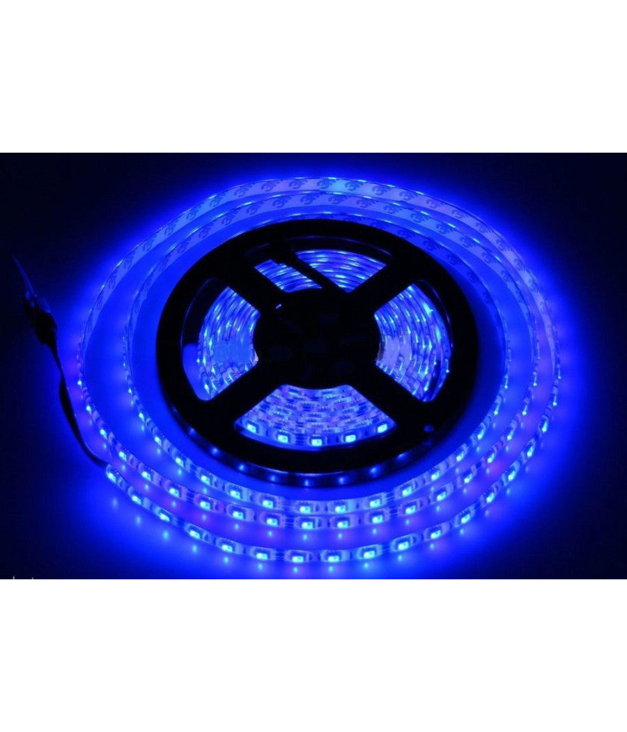 Bobina Striscia Strip Led 5050 Flessibile 5m Adesiva Luce Interno Esterno Ip65  -blu      -