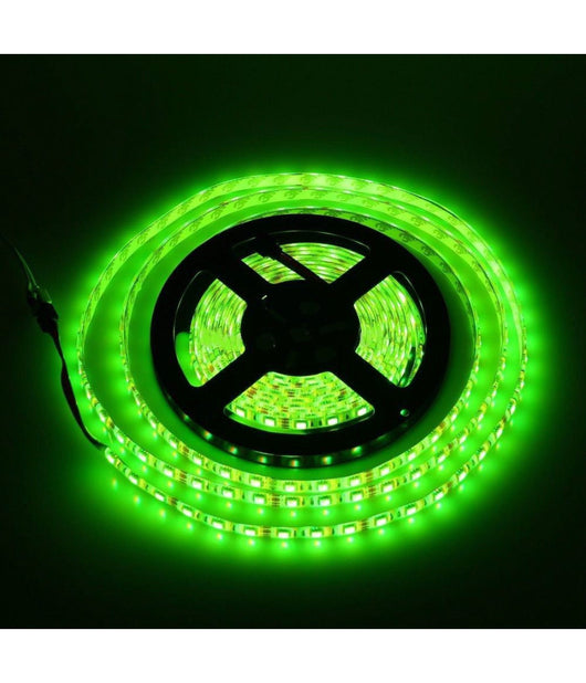 Bobina Striscia Strip Led 5050 Flessibile 5m Adesiva Luce Interno Esterno Ip65  -verde      -