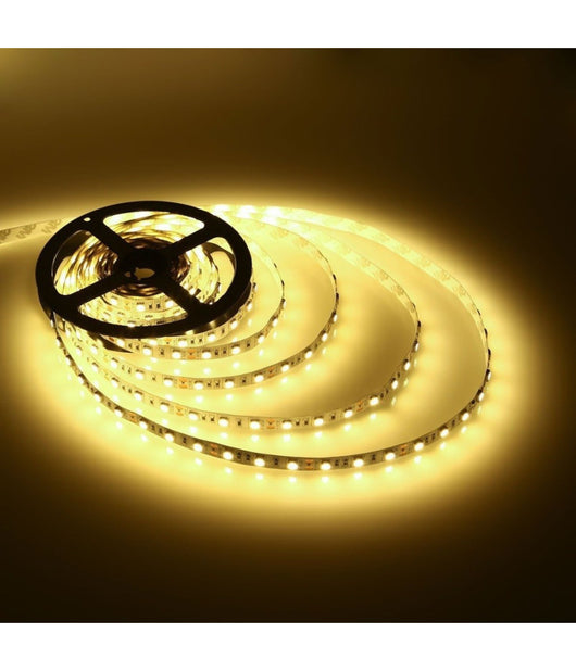 Bobina Striscia Strip Led 5050 Flessibile 5m Adesiva Luce Interno Esterno Ip65  -bianco Caldo      -