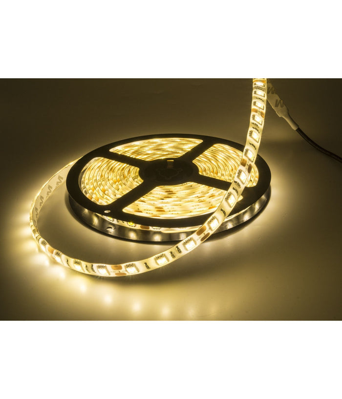Bobina Striscia Strip Led 5050 Flessibile 5mt Adesiva Luce Interno Esterno Ip65  -bianco Caldo      -