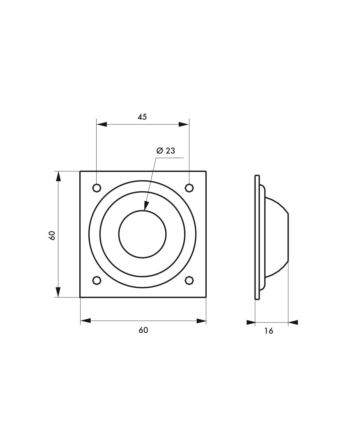 Borchia per cilindro tondo, Ø23mm, ottone cromato - THIRARD