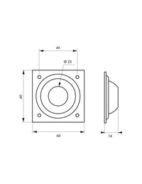 Borchia per cilindro tondo, Ø23mm, concavo, ottone - THIRARD