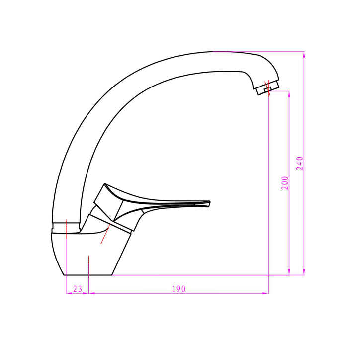Em rubinetto miscelatore lavello cucina serie swan cromo lucido orientabile ottone