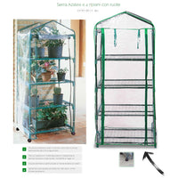 Serra da giardino a 4 ripiani con ruote