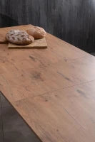 E-STYLO Tavolo allungabile con top rovere in melaminico e base in metallo bianco, 90cm X 156/ 316cm H. 76cm.