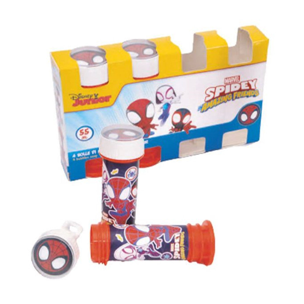 Trade Shop - Bolle Di Sapone 60ml A Tema Spidey Set 4 Pz Bomboniera Festa Gioco Bambini 207278 -