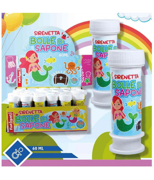 Bolle Di Sapone Tema Sirenetta 36 Pezzi Flaconi Da 60ml Per Festa Bambine 442058         