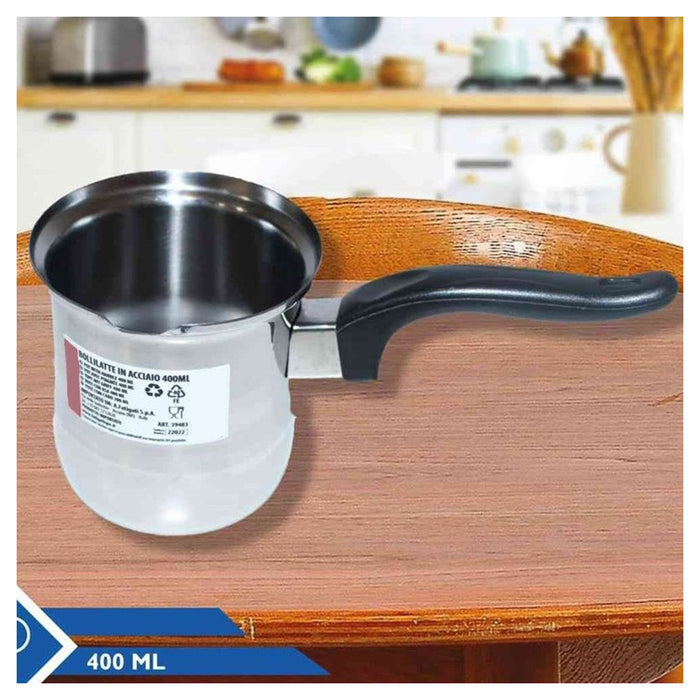 Trade Shop - Bollitore Bollilatte Pentolino In Acciaio Inox 300/400/500/1000ml Con Manico Ergonomico -   -400ml    -