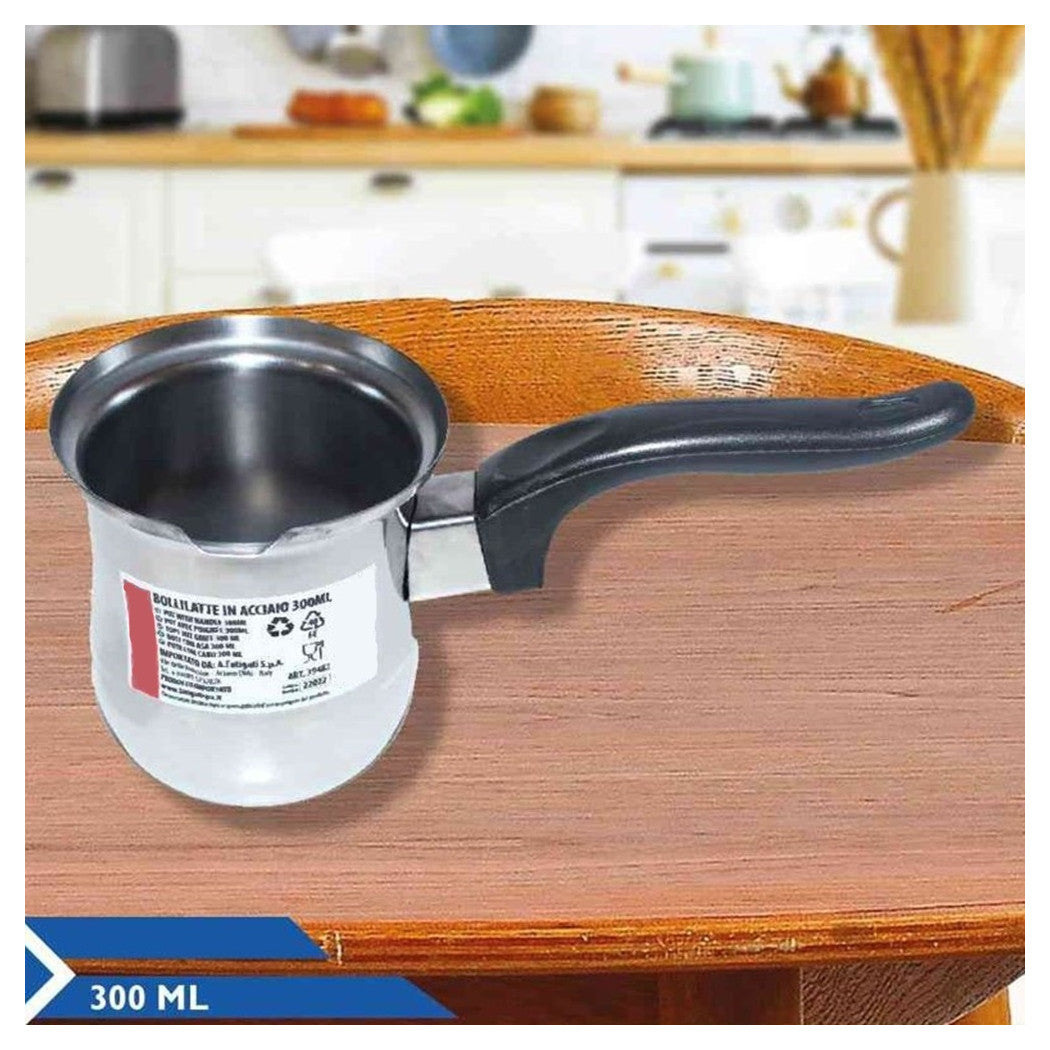 Trade Shop - Bollitore Bollilatte Pentolino In Acciaio Inox 300/400/500/1000ml Con Manico Ergonomico -