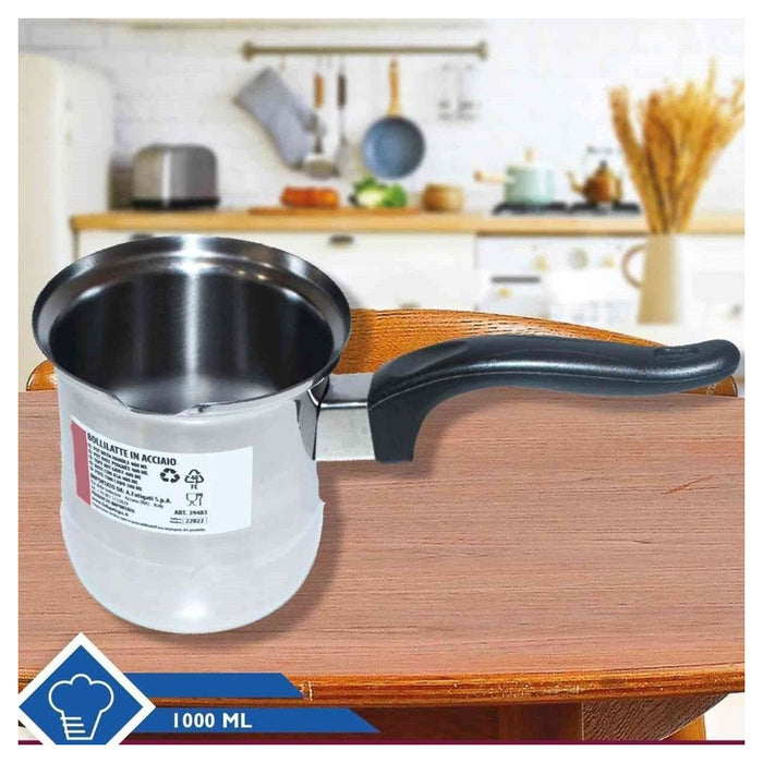 Trade Shop - Bollitore Bollilatte Pentolino In Acciaio Inox 300/400/500/1000ml Con Manico Ergonomico -
