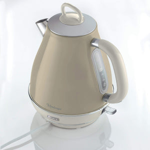 Bollitore Elettrico 1,7L - Design Vintage, Autospegnimento, Acciaio Inox - Beige
