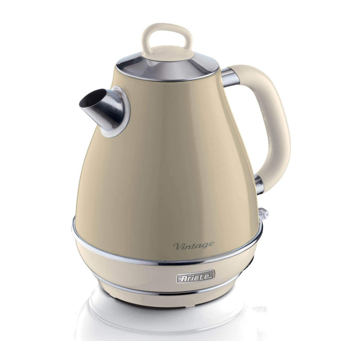Bollitore Elettrico 1,7L - Design Vintage, Autospegnimento, Acciaio Inox - Beige